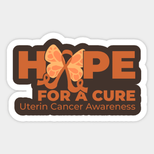 Hope For A Cure Butterfly - Uterine Cancer Awareness Sticker